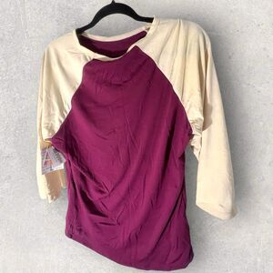 Lularoe Women's Randy Baseball Raglan Maroon And Cream Size 2-Large-NWT